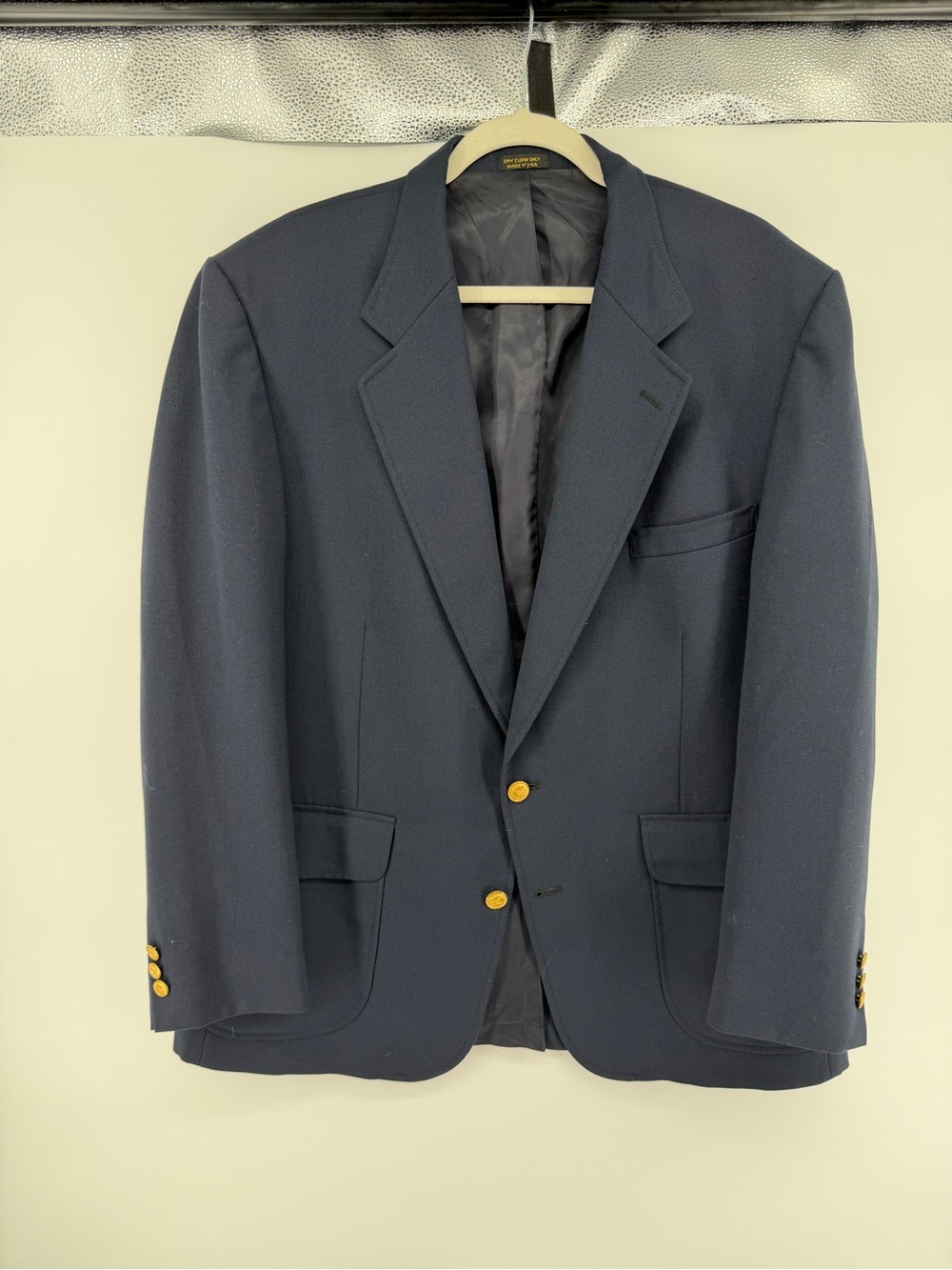 VTG Old Money Dark Academia Preppy Rogers Scott Navy Blue Blazer Jacket 46R - Picture 1 of 13